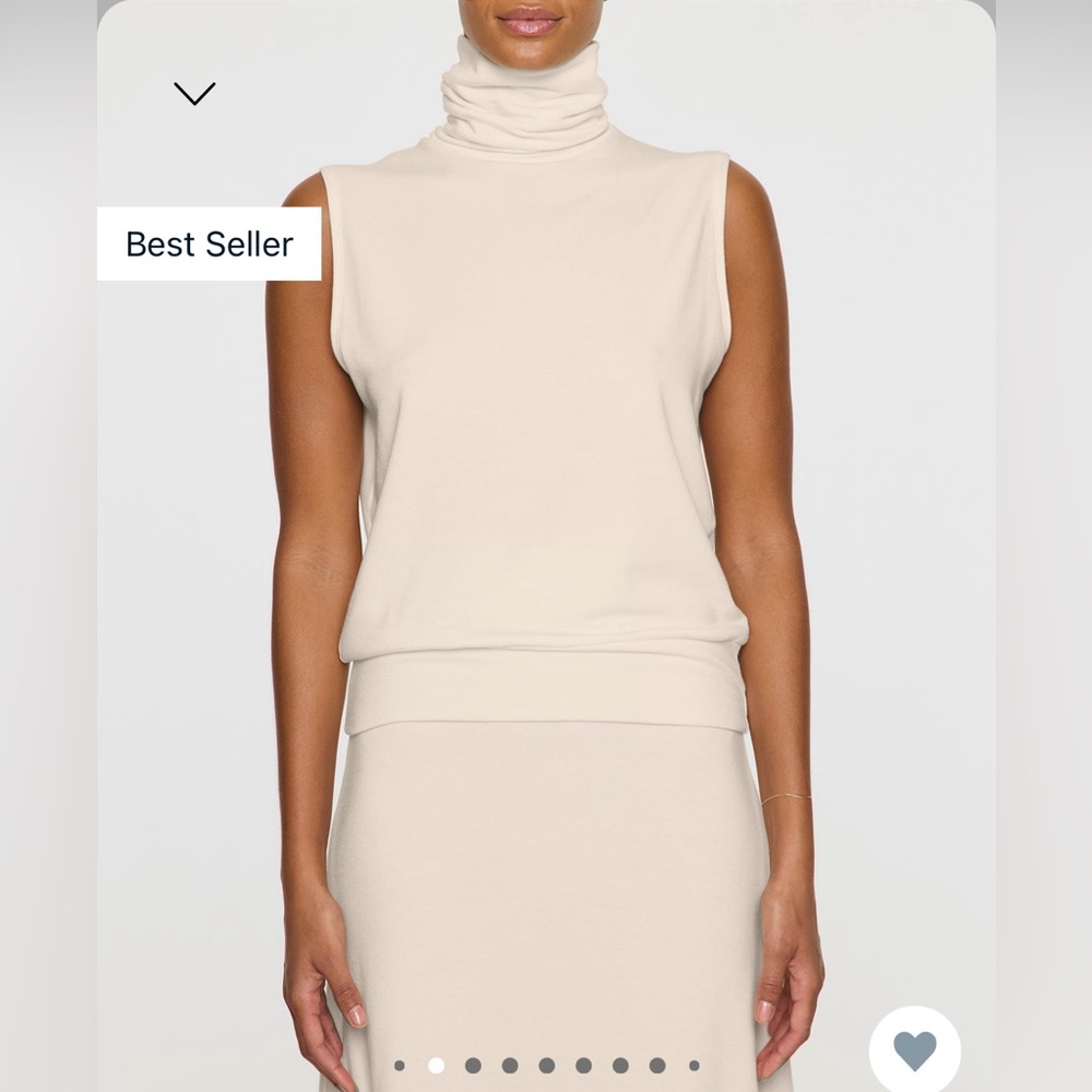 BLEUSALT Sleeveless Turtleneck. NEW! Size 2, Stone.
